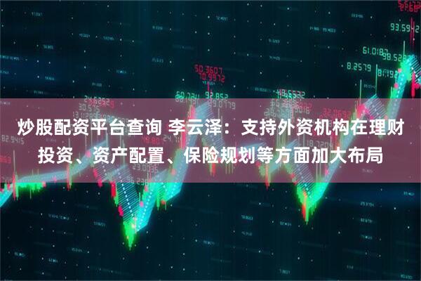 炒股配资平台查询 李云泽：支持外资机构在理财投资、资产配置、保险规划等方面加大布局